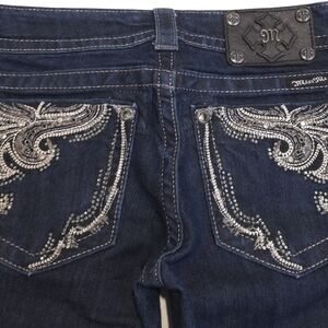 Miss Me Jeans W26 L29 Womens Skinny Denim Jeans - Embellished Rhinestones Blingy